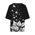 thumbnail image 4 of Going Out Tops for Women Viikei Womens Tops Clearance under $5 Plus Size,Sweatshirts for Women Oversized,Women's Ladies Fashion Casual Cropped 3/4 Sleeve Printing Loose Shirt Blouse Top Black S, 4 of 5
