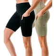 thumbnail image 2 of 2 Pack Women's High Waisted Long Biker Shorts With Pockets 9" Bermuda Length Active Short, 2 of 5