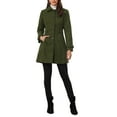 thumbnail image 3 of INSPIRE CHIC Women's Classic Single Breasted Winter Long Trenchcoat with Pockets XS Army Green, 3 of 7