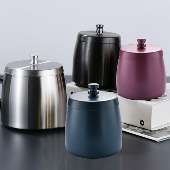 Tnobhg Stainless Steel Ashtray with Lid Windproof Anti-scalding Metal Cigarette-Butt Storage Box for Home Hotel Large Capacity Smell Proof Smokeless Ashtray for Indoor Outdoor Men Gift