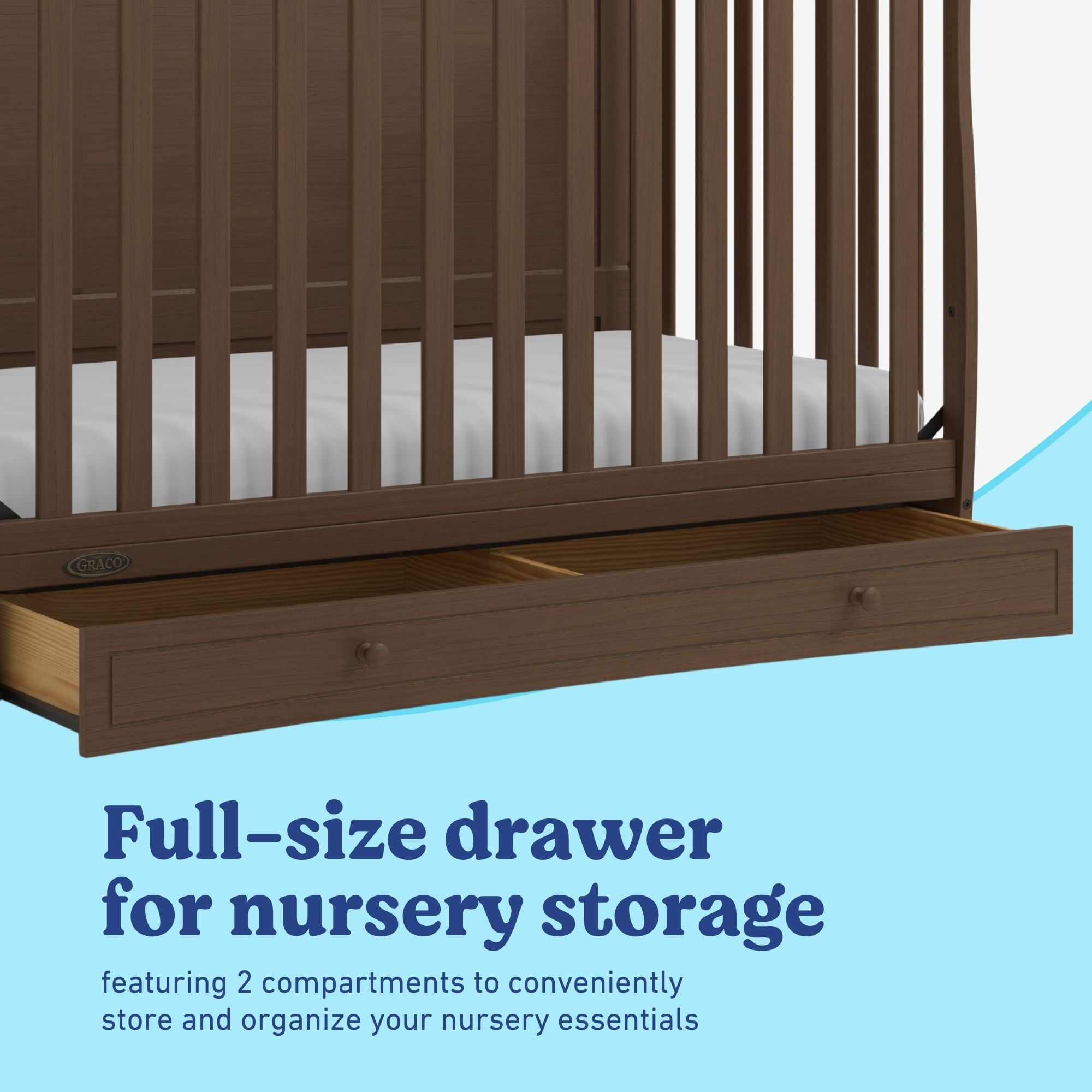 Graco Asheville 4-in-1 Convertible Baby Crib with Drawer, Hazelnut