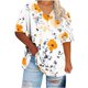 thumbnail image 4 of Tamaño Más Manga Corta Tops para la Impresión de Cuello en V de las Mujeres, Color Sólido Base de Verano Blusa Casual, 4 of 5