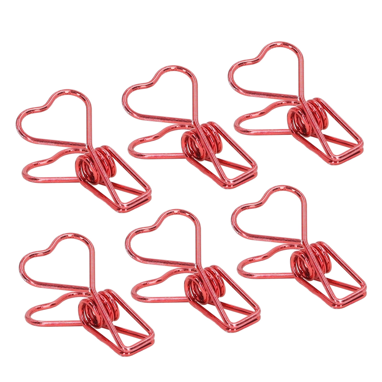 Yajisi 100Pcs Metal Heart Shape Hollow Binder Clips for Office Documents, Certificates, Tickets, Small Paper Clamps, Red