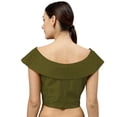 thumbnail image 3 of eloria Women's Art Silk Boat Neck Sari Top Blouse Partywear Sleevless Fillers With backside Zipper, Color : Olive Green, 3 of 6