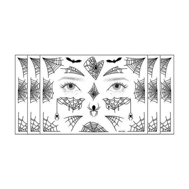 Tatuajes temporales para hombres, mujeres y adultos. Adhesivo facial con diseño de viento oscuro, maquillaje divertido, adhesivo temporal con lentejuelas.