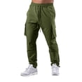 thumbnail image 3 of MITCOWBOYS Cargo Pants, Men's Joggers Elastic Waist Gym Running Pockets Slim Fit Cargo Soft Stylish Plus-Size Loose Causal Trousers Pants, Cargo Pants for Men, Sweaters for Women, Green M, 3 of 8