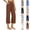 27# Coffee, variant on Linen Capri Pants for Women 2026 Summer Plus Size Elastic High Waist Wide Leg Capris Casual Loose Beach Cropped Trousers Navy M