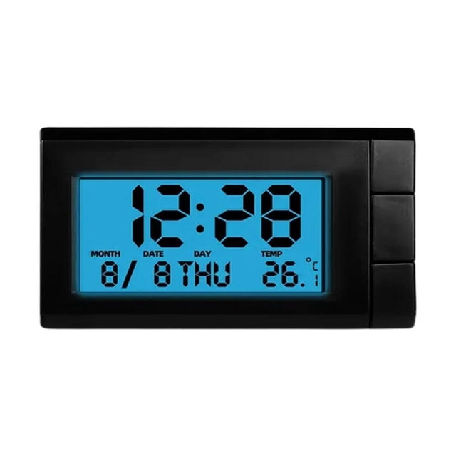 Mini LCD Screen Digital Clock Temperature Interior 2024 Desk Auto Dashboard B2S9
