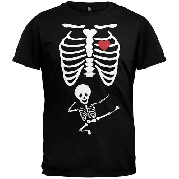 Old Glory Mens Kung Fu Baby Pregnant Skeleton Halloween Costume Short Sleeve Graphic T Shirt