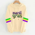thumbnail image 1 of Uootdi Mardi Gras Womens Drawstring Hoodies for Women Carnival Crewneck Heart Print Hooded Long Sleeve Pullover Festive Color Block Loose Sweatshirts Gift, 1 of 4