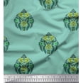 thumbnail image 1 of Soimoi Satin Silk Fabric Leaves & Floral Block Print Fabric by Yard 42 Inch Wide, 1 of 3