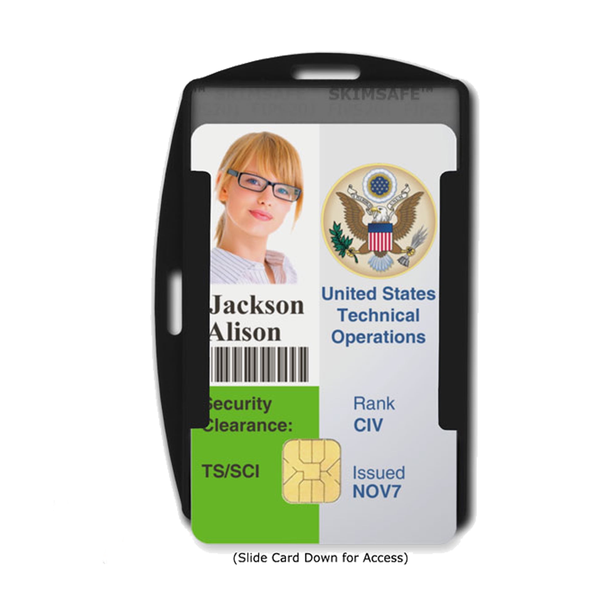 RFID Blocking ID Badge Holder (Holds 2 Cards) - SkimSAFE - Dual Sided Shield Blocks 13.56MHz Radio Signal - Specialist ID (Black)