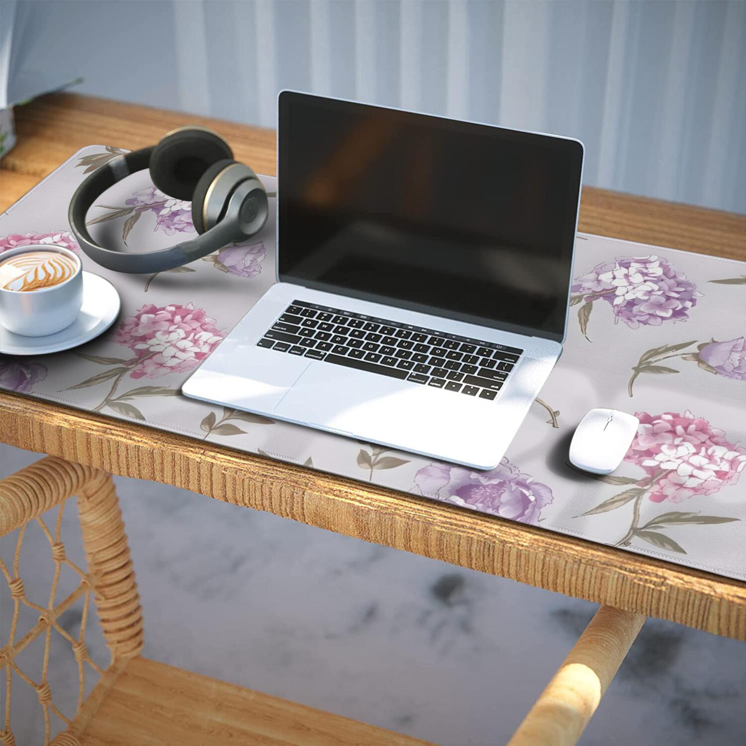 Long Mouse Pads for Desk,Pioneer Flower Floral Print Pattern Desk Mats on Top Of Desks, Desk Mouse Pad Extra Large with 3mm Non-Slip Base and Stitched Edge for Gaming,Office,Work,Home 35.4"x15.7"