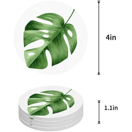 

ZHANZZK Tropical Palm Leaves Set of 8 Round Coaster for Drinks Absorbent Ceramic Stone Coasters Cup Mat with Cork Base for Home Kitchen Room Coffee Table Bar Decor