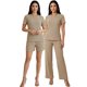 thumbnail image 1 of Conjunto 3 Piezas Blusa Casual con Short y Pantalón a Rayas Outfit Versátil y Cómodo para Mujer, 1 of 5