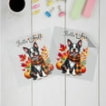 thumbnail image 3 of Hello Fall Boston Terrier Scarf Welcome Autumn with Leaves Pumpkins Cutout Transfer Sticker Gentleman Dog Lover Gifts Transparent Decal Art Decor - 00011, 3 of 5