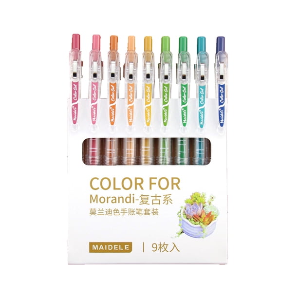 Bolígrafos De Gel De Cuenta De Mano 9 bolígrafos de gel para cuenta de mano, bolígrafo retro Morandi de 0,5 mm para oficina (B) Ehuebsd Libre de BPA