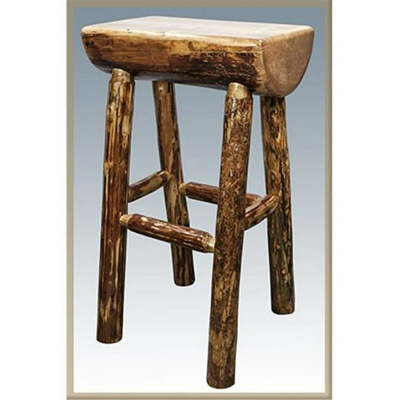 Glacier Country Collection Counter Height Half Log Barstool with Exterior Stain