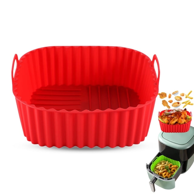 Noothes Plateau de Cuisson, Plateaux de Cuisson Doublures en Silicone Carrés 8.26 Pouces pour Grande Friteuse Antiadhésif de Qualité Alimentaire Réutilisable Pot en Silicone Panier Bol Four Accessoires de Friteuse Tapis Bol Friteuse