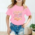 thumbnail image 2 of XAOWF Kids Girls Summer Casual T Shirt Round Neck Loose Fit Comfortable Cute Fashion Letter Printed Short Sleeve Tee Relaxed Fit Versatile Tops 6-8 Years, 2 of 4