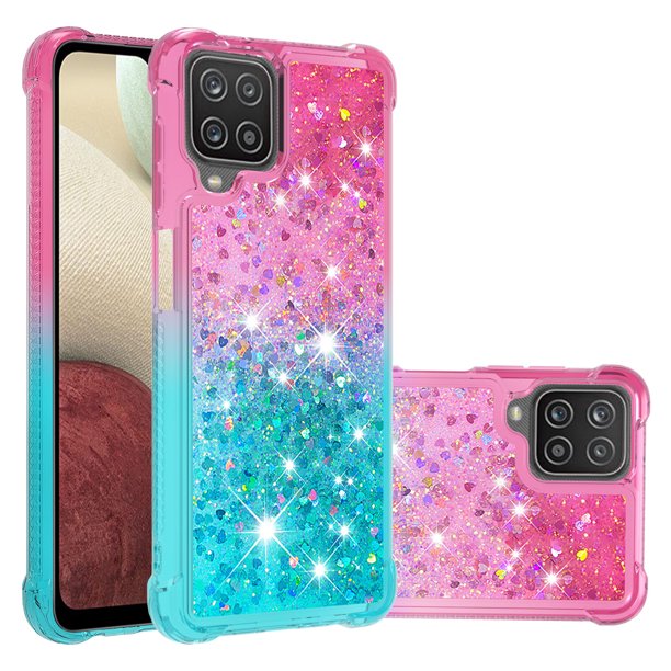 Funda para Samsung Galaxy A12 4G Transparente con Brillos Carcasa Protectora Antigolpes con Glitter Brillante