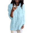 thumbnail image 3 of Sudadera para mujer casual cuello redondo difuso polar jersey camisa otoño invierno ligero peludo manga larga tops 2023, 3 of 5