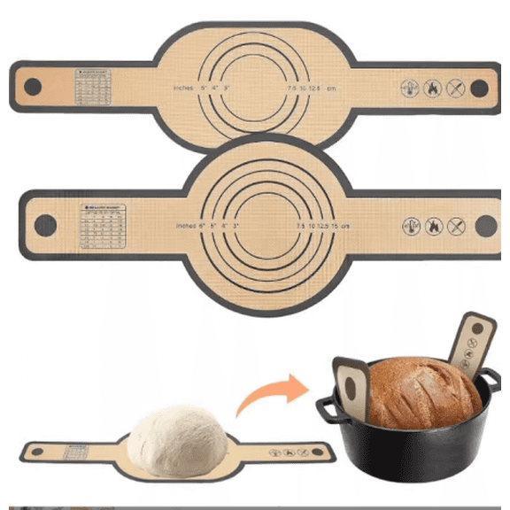 Silicone Bread Sling Oval and Round  2 PCS Nonstick＆Reusable Bread Baking Mats  Easy-To-Clean Dutch Oven Liners  Sourdough Bread Baking Supplies