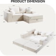 thumbnail image 2 of 79" Boneless Cloud Loveseat Sofa with Ottoman, Modular Chenille Convertible Floor Couch Bed, No Assembly, Beige, 2 of 7