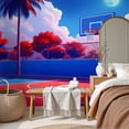 thumbnail image 6 of Basketball Wallpaper Outdoor Basketball Court Palm Tree Peel and Stick Wall Murals 69"H x 96"W Removable PVC Wall Paper Self-Adhesive Wall Paintings Art Decor for Bedroom Living Room, 6 of 7