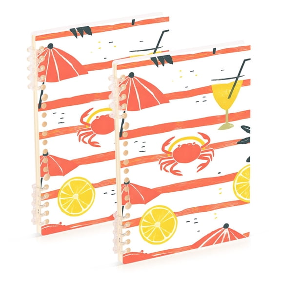 FORMRS 1-Subject Spiral Notebook 8" x 5" College Ruled 60 Refillable Sheet, Striped Crab