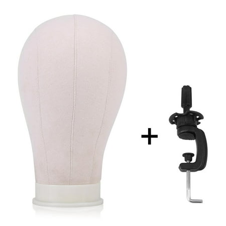 Wig Head Clamp Yosoo 21/22/23inch Wig Head Mannequin Canvas Block Head with Stand Set for Cap & Wigs Making Display Styling (Canvas Head+Clamp Stand) ()