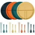 thumbnail image 1 of 4Pcs Divided Dinner Plates Set with Tableware 3 Compartment Unbreakable Portion Control Dinner Diet Plates Reusable Lightweight Divided Dish Set Stackable Divider Plates Microwave Safe fo, 1 of 11