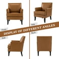 thumbnail image 7 of Modern Vegan Leather Accent Chair with Foam Arms Wooden Legs Armchair Home Living Room Bedroom Camel, 7 of 7