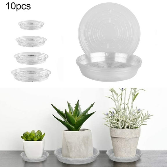 D-GROEE 10 Pack Clear Plastic Plant Labels Tags Saucer Drip Trays Durable Flower Plant Pot Saucer for Indoor and Outdoor Plants
