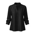 thumbnail image 4 of ZGRBOU Summer Cotton Linen Shirts for Women Trendy V Neck Long Sleeve Tops Business Casual Loose Comfy Blouses, 4 of 4