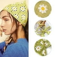 thumbnail image 6 of Yoyauz Crochet Bandana Headband Floral Bandana Knitted Hair Scarf Pink Green Daisy Bandana Vintage Handmade Bandana Hair Accessories For Ladies Girls, 6 of 7