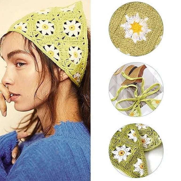 Yoyauz Crochet Bandana Headband Floral Bandana Knitted Hair  display picture 1
