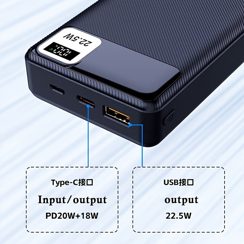 10000mAh/20000mAh Portable Mobile Power Supply | General Mobile Phone Battery Pack with 22W Fast Charger, LED Power Display, USB/Type-C/ Interfaces, Suitable for iPhone/Android Devices