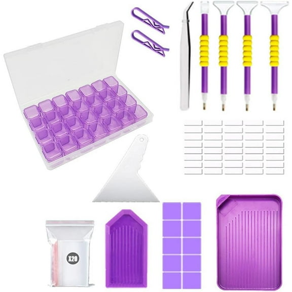 1 Set of Diamond Painting Kit with Storage Box, Multi-Size Pens, Tweezers, Glue, Correction Tool for DIY Crafts, Art Accessories in Plastic(diamonds not included) Handcraft Handicraft