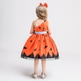 thumbnail image 3 of Disfraz de Halloween con sombrero de bruja para niños, disfraz de fiesta de disfraces, vestido con estampado de calavera y calabaza fantasma, 3 of 6