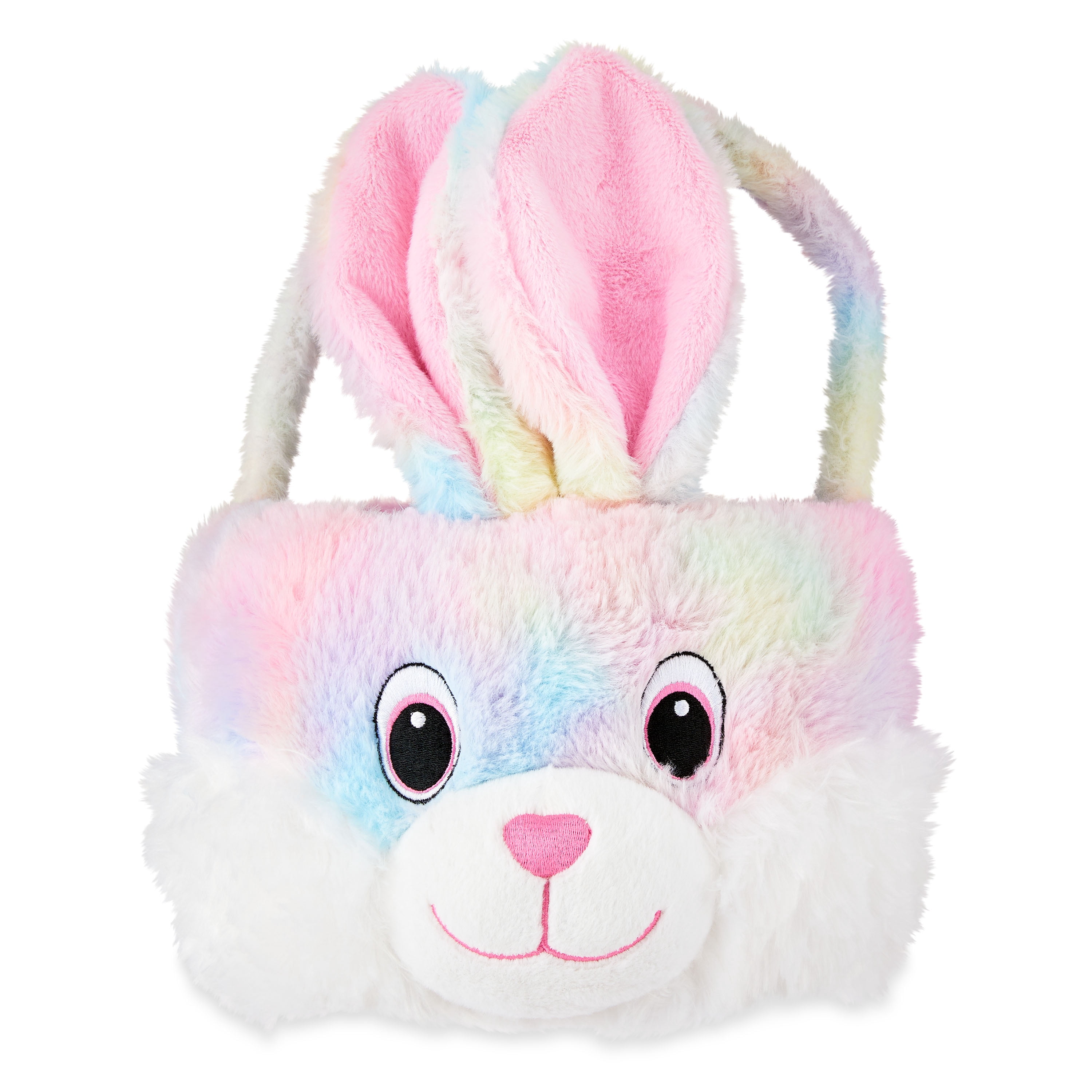 "Way to Celebrate! Easter Plush Chubby Cheek Easter Basket, Rainbow Bunny"