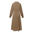 thumbnail image 5 of IROINNID Maxi Dress for Women Loose Long Sleeve Loose Dress Solid Turn Down Collar Classic Dress Sales,Brown, 5 of 5