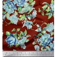 thumbnail image 1 of Soimoi Red Georgette Viscose Fabric Leaves & Begonia Floral Print Fabric by the Yard 42 Inch Wide, 1 of 3