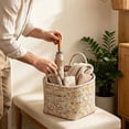 thumbnail image 3 of Large Foldable Floral Laundry Storage Hamper Portable Zipper Organizer Basket For Bedroom Household Clothes Storage, 3 of 5