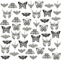 48pcs Gothic Moth Charms Halloween Skull Skeleton Head Charms 8 Styles Antique Silver Skull Butterfly Charms Bat Insect Charms for Jewelry Making Bracelets Necklaces DIY Crafts