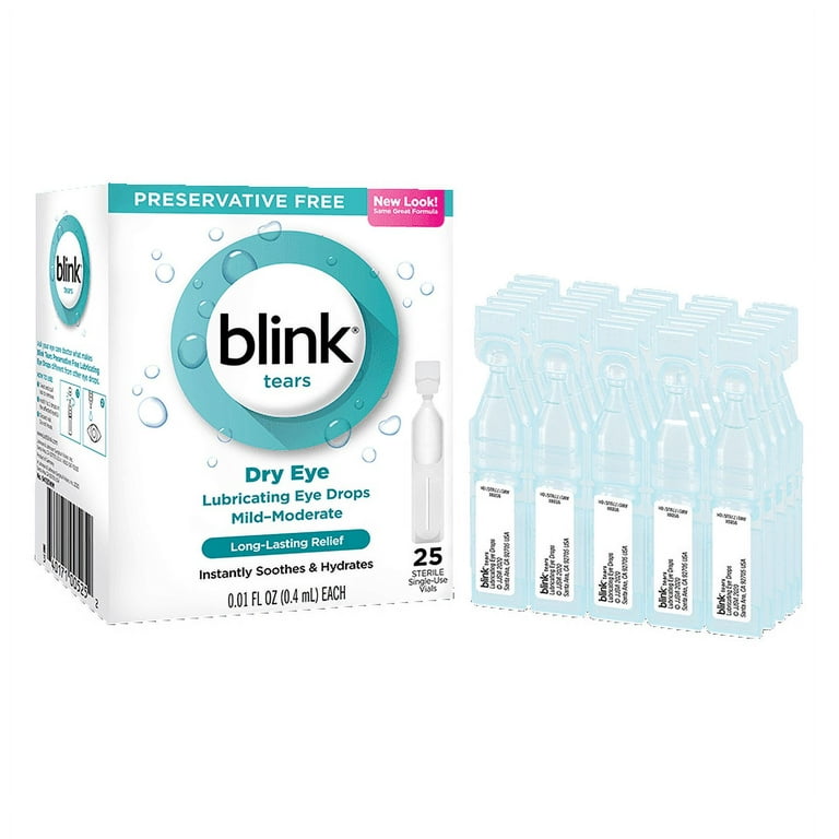 Blink Tears Preservative Free Lubricating Eye Drops for Mild-Moderate Dry  Eye, 25 Pk - 0.01 oz, Pack of 2 - Walmart.com