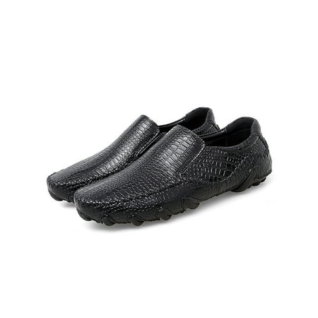 

Tenmix Mens Dress Shoes Round Toe Loafers Low Top Flats Slip On Casual Shoe Party Lightweight Non Loafer Black 6