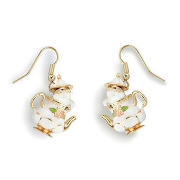 Mouse In Teapot Earrings Vintage Inspired
