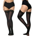 thumbnail image 2 of Manzi 2 Pairs Shiny Stockings Lace Top Stay Up Shimmery Pantyhose for Women, 2 of 7