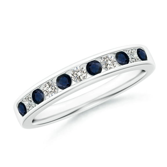 925 Sterling Silver Round 0.60 Ctw Blue Sapphire Eternity Band Women's Valentine Day Ring